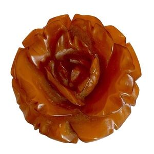 Vintage 1920s Art Deco Hand Carved Butterscotch Bakelite Flower Brooch